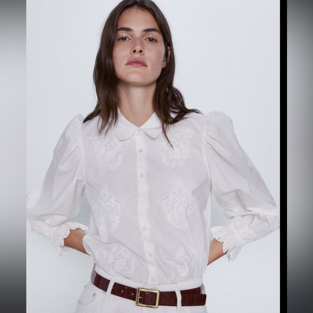 Zara white poplin blouse